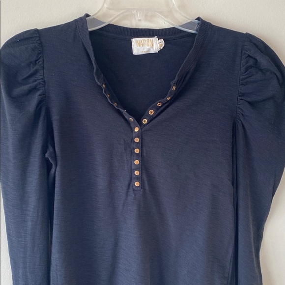 Nation LTD black Long Sleeve Top with snap front closure size xs - Picture 2 of 6